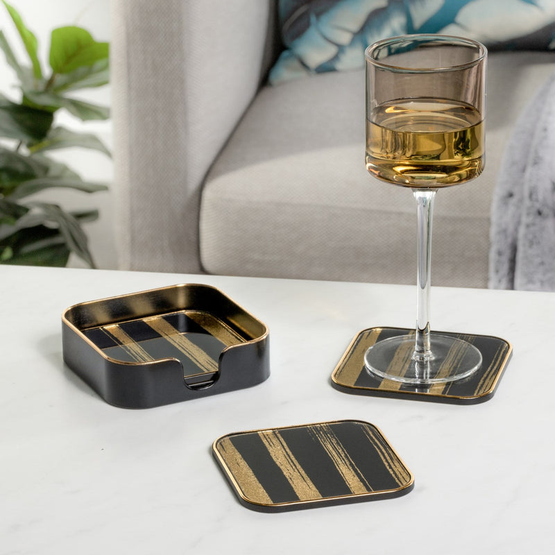 Gold Trim Coaster Set