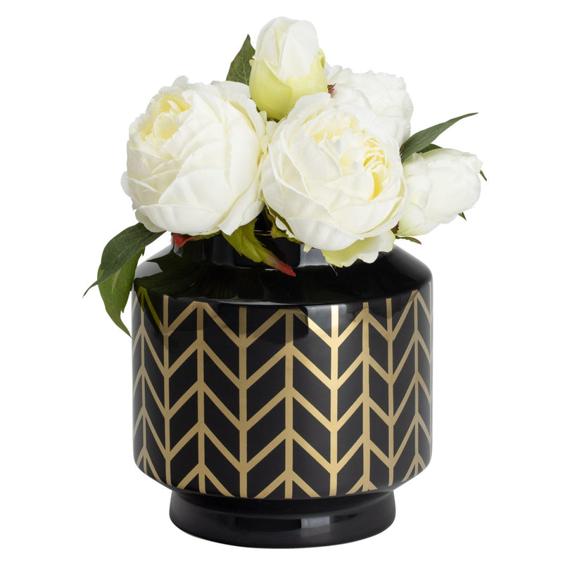 Gold Stripe Ceramic Pattern Planter