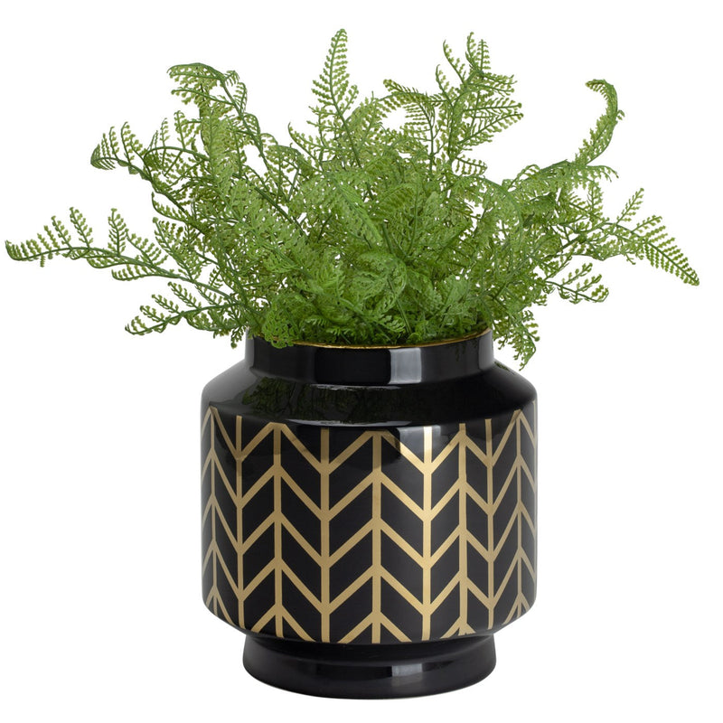 Gold Stripe Ceramic Pattern Planter