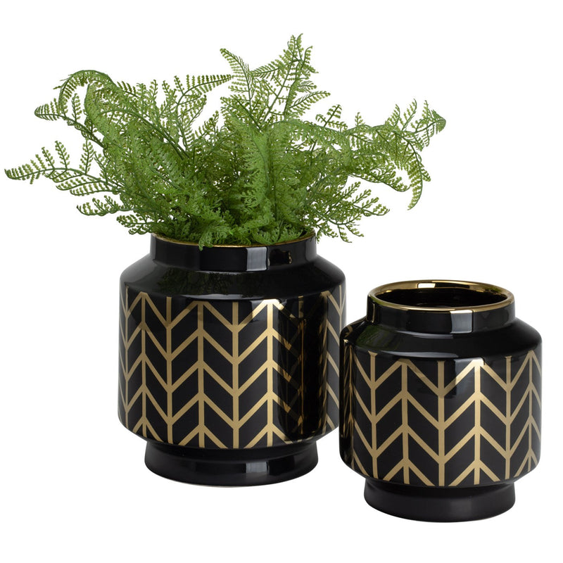 Gold Stripe Ceramic Pattern Planter