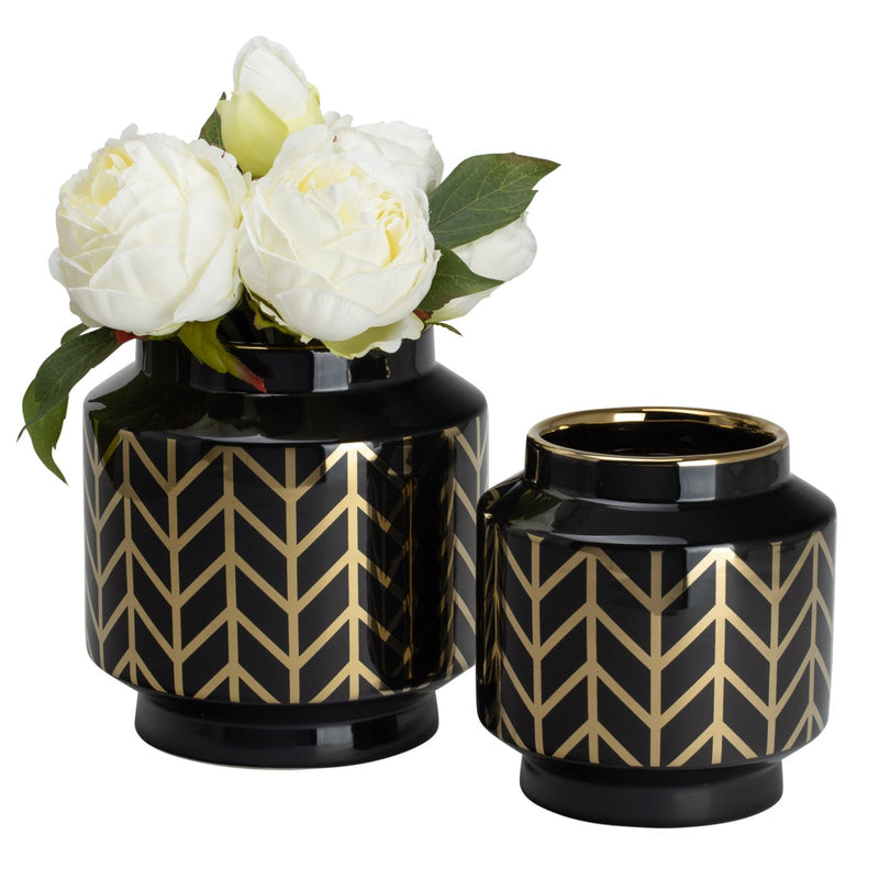 Gold Stripe Ceramic Pattern Planter