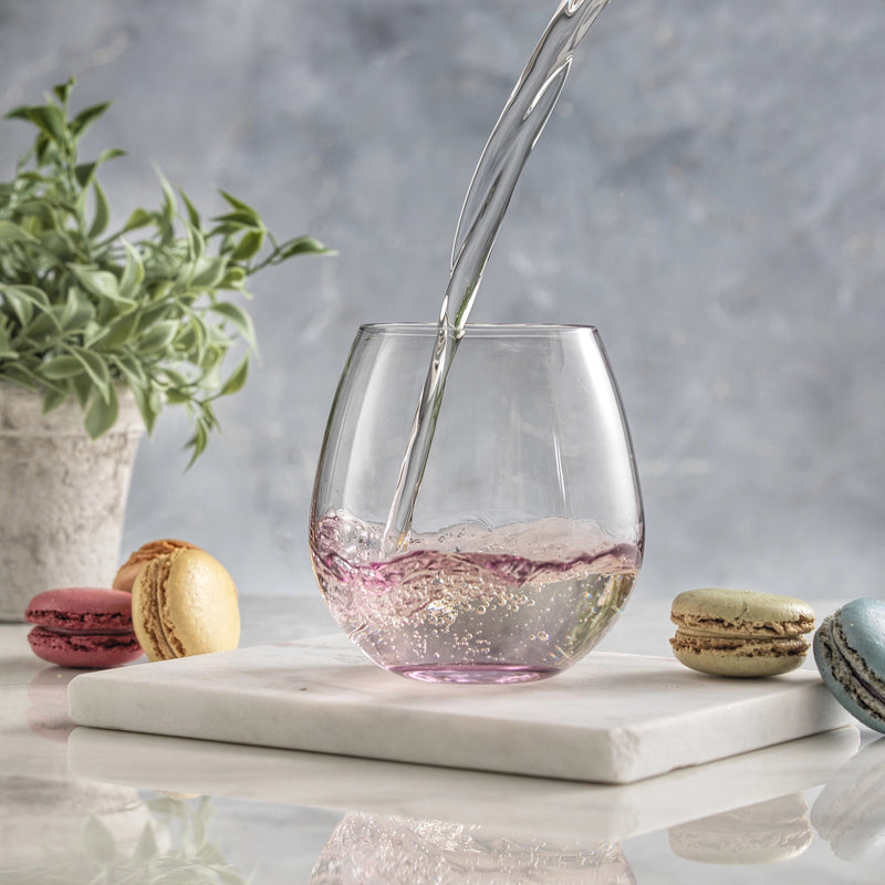 Stemless Colored Wine Glass Set