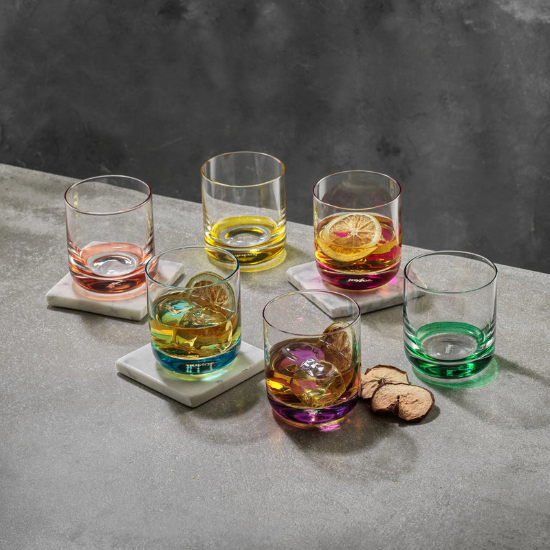 Colored Whiskey Glasses Set Of 6