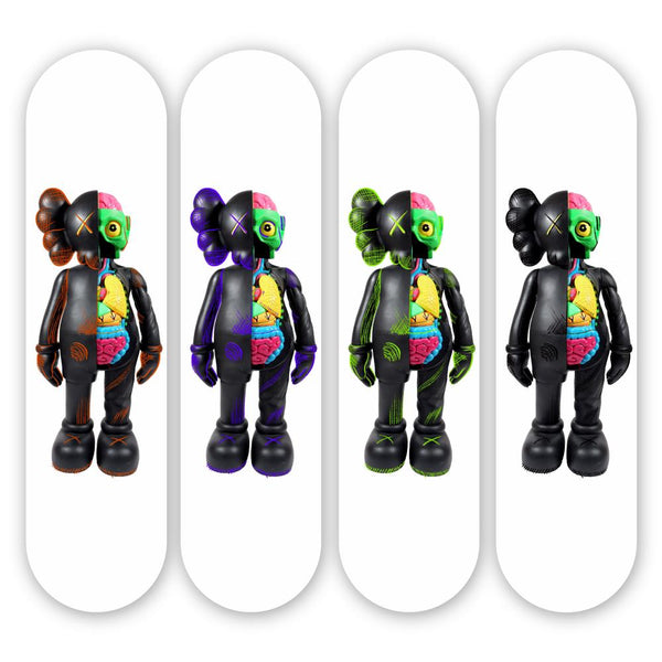 Black Kaws inspired 4-Set - Acrylic Skate Wall Art