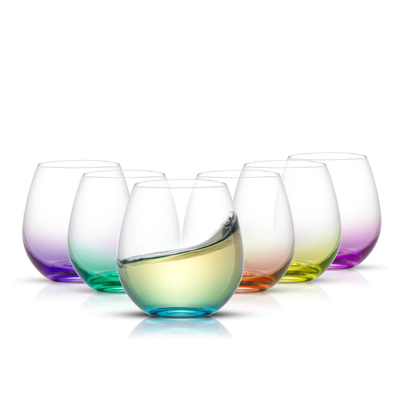 Stemless Colored Wine Glass Set