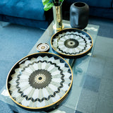 Round Gold Trim Tray Set