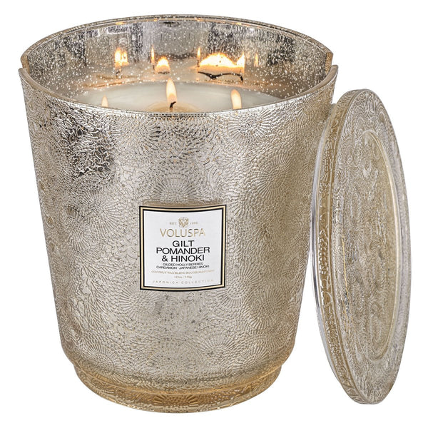 Gilt 5 Wick Hearth Candle