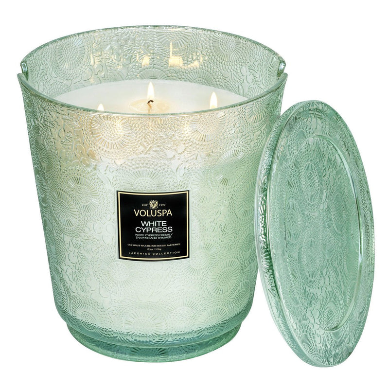 White Cypress 5 Wick Hearth Candle