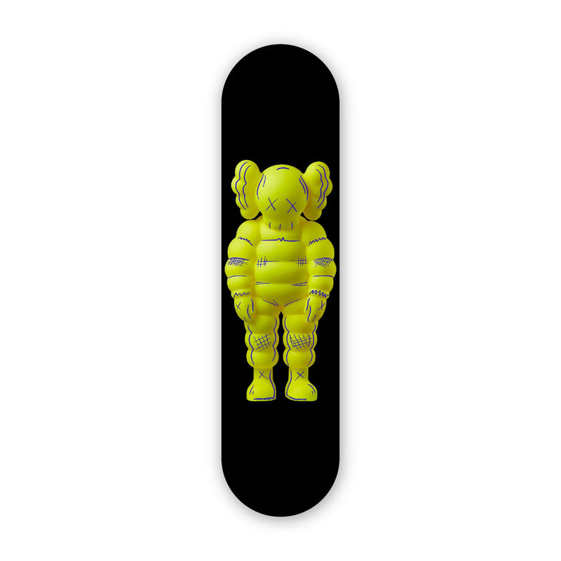 Kaws What Party Inspired Black Background- Acrylic Skate Wall Art