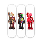 Multi Kaws Inspired Set of 3 - Acrylic Skate Wall Art