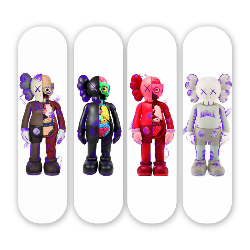 Multi Kaws Inspired Deck - Acrylic Skate Wall Art